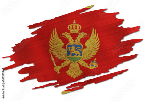 Flag of Montenegro with brush stroke on transparent background