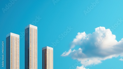 Futuristic Seismic-Resistant Skyscrapers in Urban Landscape 3D Illustration with Copy Space, Selective Focus Ultra HD