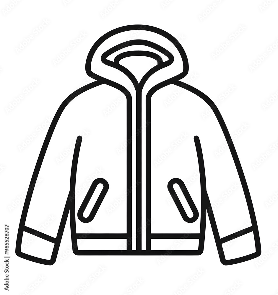 Jacket line drawing black icon, isolated on white background Jacket line drawing black icon, isolated on white background