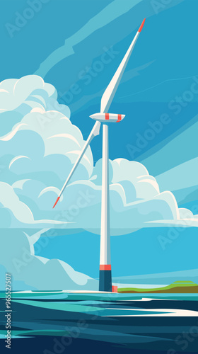 Sustainable Energy Future: Wind Turbines, Solar Panels, and Electric Car with Charging Businessman