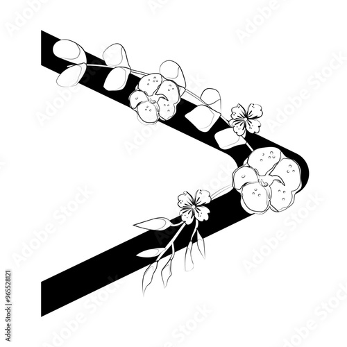 Vector sign with flowers decorations