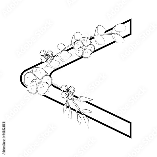 Vector sign with flowers decorations