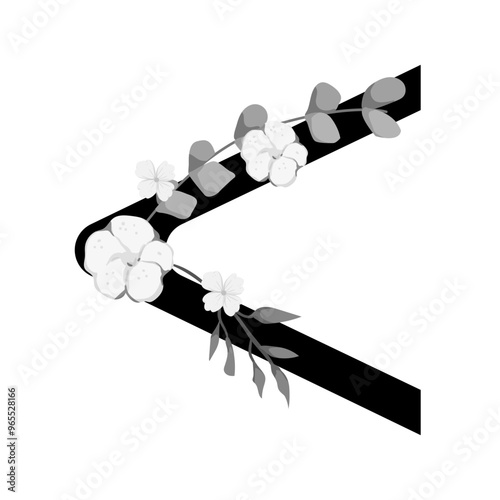 Vector sign with flowers decorations