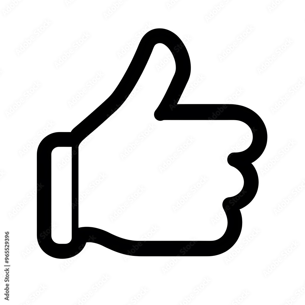 Like confirm and thumb up black outline icon, isolated on white background Like confirm and thumb up black outline icon, isolated on white background