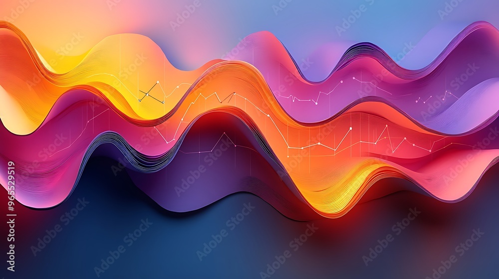 A sleek 3D papercraft line chart, smooth colored paper strips slightly raised from the background, delicate folds connecting data points, dynamic lighting highlighting the paper texture, A sleek 3D papercraft line chart, smooth colored paper strips slightly raised from the background, delicate folds connecting data points, dynamic lighting highlighting the paper texture,
