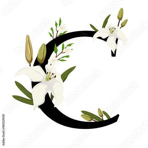 Vector sign with flowers decorations photo