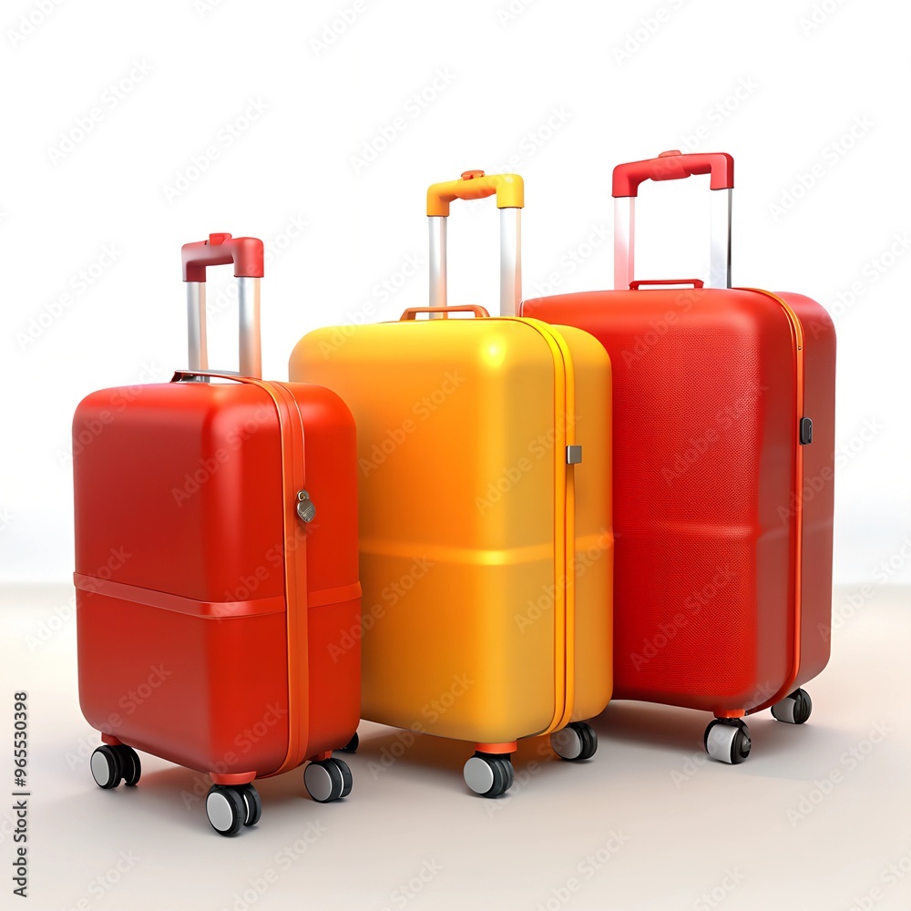 red and yellow travel suitcases isolated on white red and yellow travel suitcases isolated on white