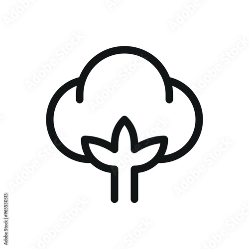 100% Organic cotton isolated icon, flower cotton vector icon with editable stroke