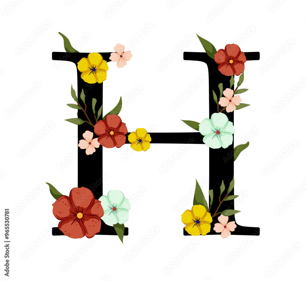 Obraz premium Vector sign with flowers decorations