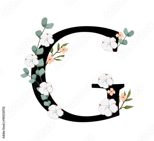 Vector sign with flowers decorations