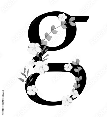 Vector sign with flowers decorations
