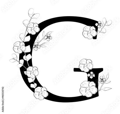 Vector sign with flowers decorations