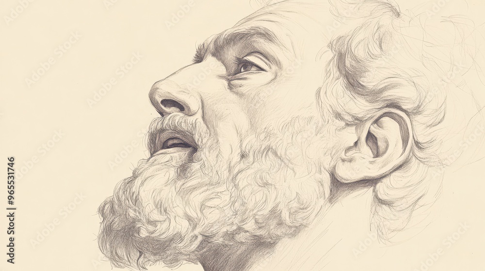 Bible Wall Art: Close-Up of Moses Singing The Song of Moses in Deuteronomy - Biblical Illustration with Beige Background Bible Wall Art: Close-Up of Moses Singing The Song of Moses in Deuteronomy - Biblical Illustration with Beige Background