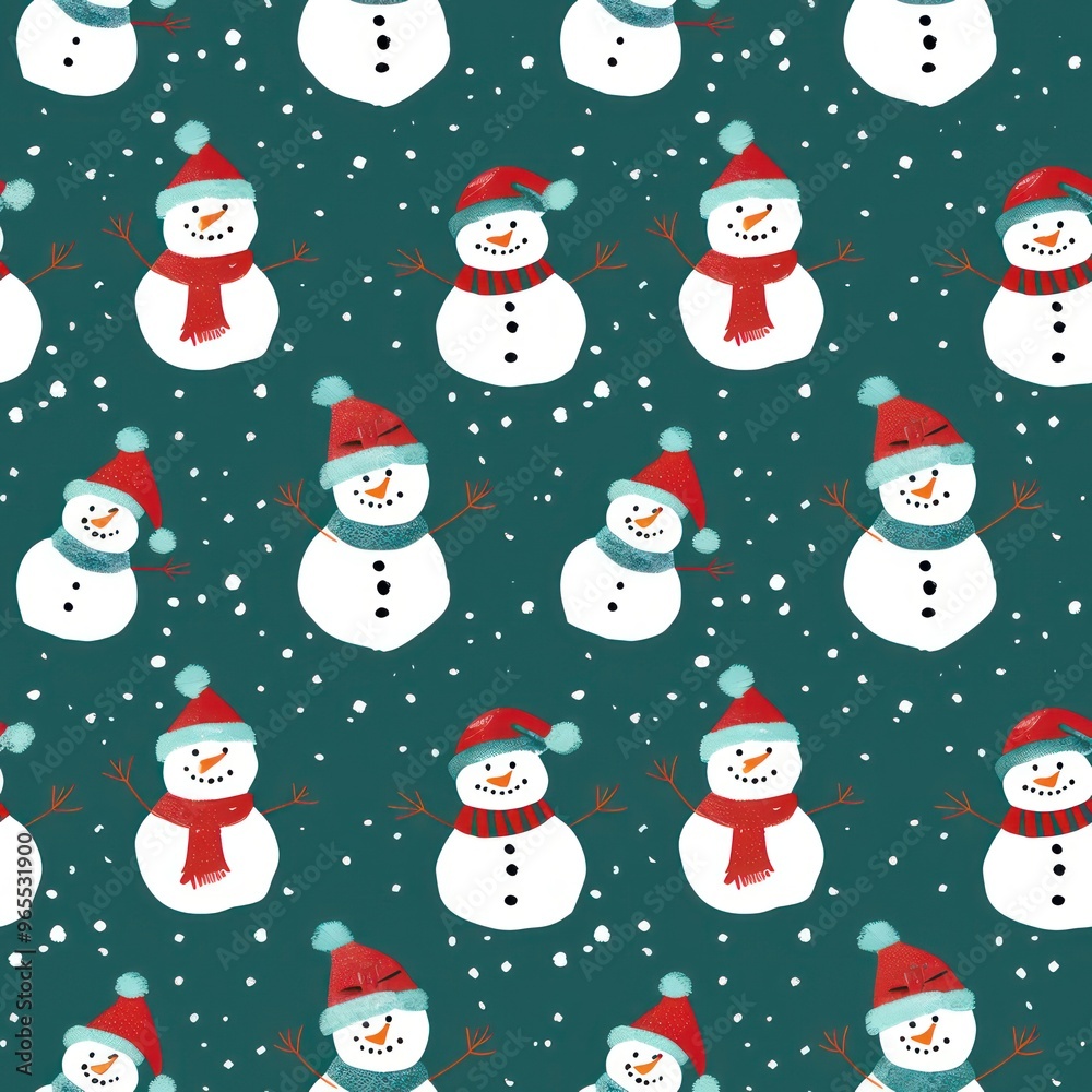 a snowmen pattern with several snowmen per square inch By Generated AI a snowmen pattern with several snowmen per square inch By Generated AI