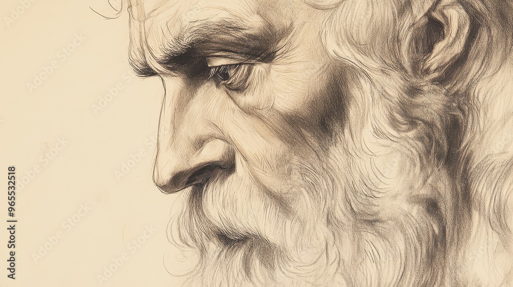 Bible Wall Art: Close-Up of Moses Singing The Song of Moses in Deuteronomy - Biblical Illustration with Beige Background Bible Wall Art: Close-Up of Moses Singing The Song of Moses in Deuteronomy - Biblical Illustration with Beige Background