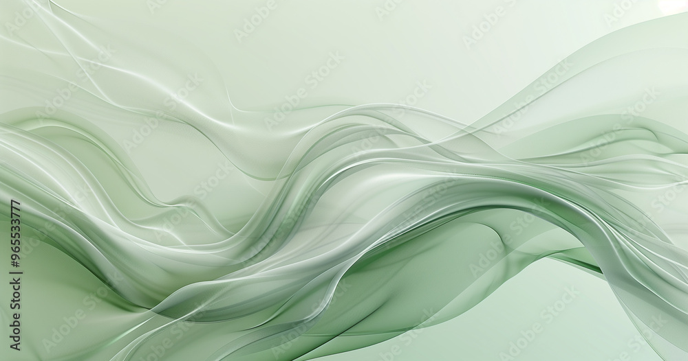 Abstract green background with soft waves and light lines for elegant design