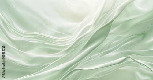 Abstract green background with soft waves and light lines for elegant design