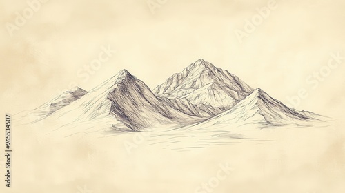 Visual Symbolism: Mount Ebal and Mount Gerizim. Biblical illustration with beige background, showing contrast between Mount Ebal and Mount Gerizim, highlighting blessings and curses. photo