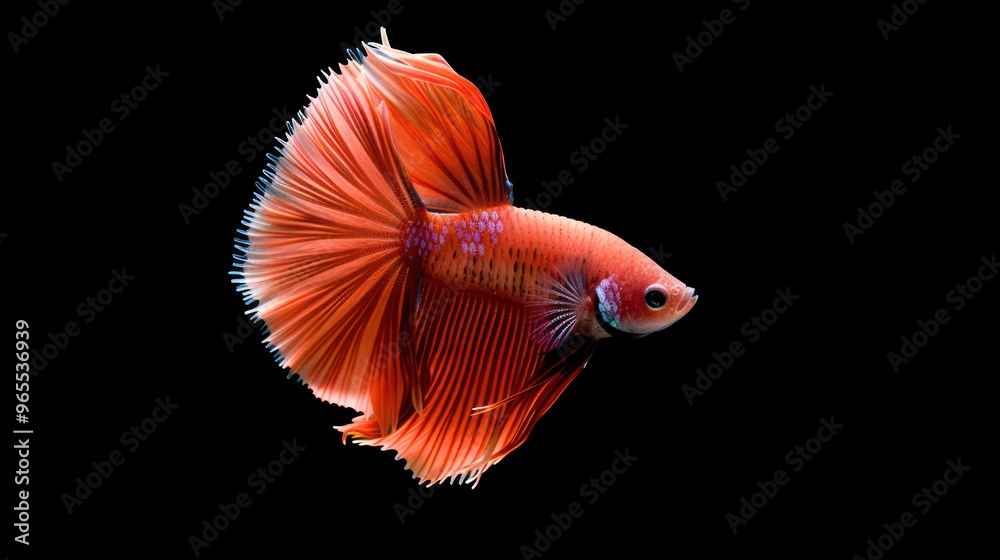 Betta fish, siamese fighting fish, betta splendens isolated on black background, fish on black background. Capture the moving moment of colourful siamese fighting fish Betta fish, siamese fighting fish, betta splendens isolated on black background, fish on black background. Capture the moving moment of colourful siamese fighting fish