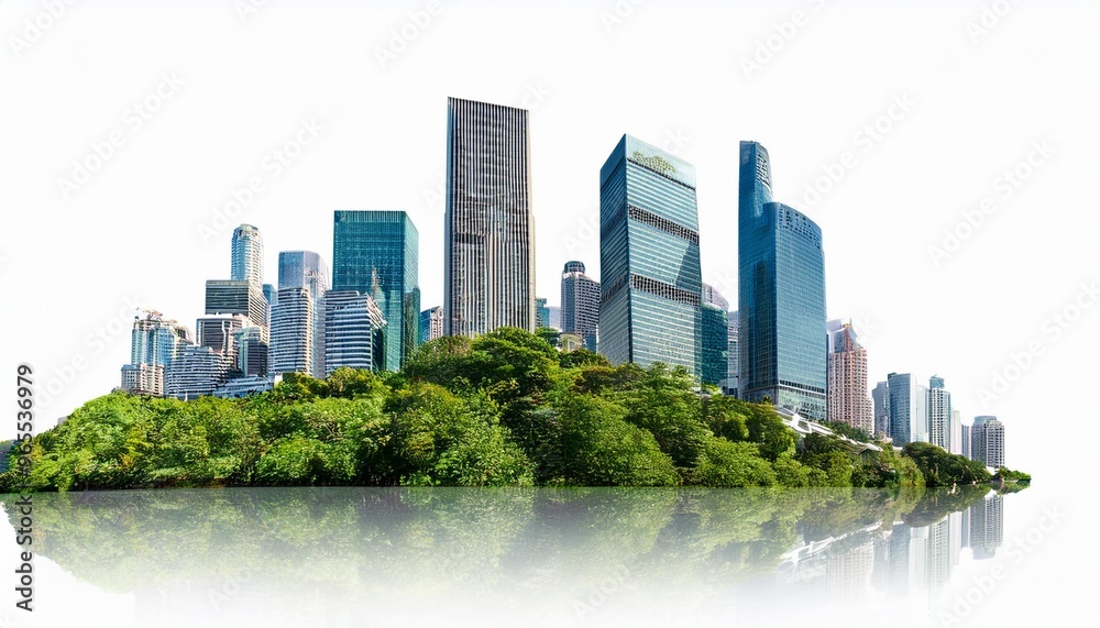 Fototapeta premium Isolated PNG of a sustainable city scape