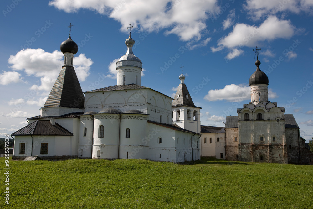 Russia Vologda region Ferapontov monastery on a cloudy summer day Russia Vologda region Ferapontov monastery on a cloudy summer day