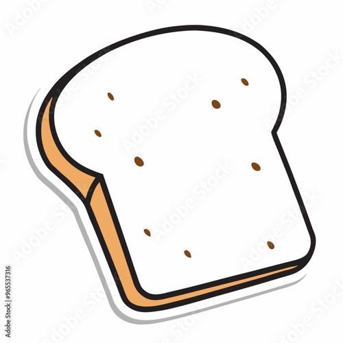 Toasted bread slice cartoon sticker on a isolated white background (17)