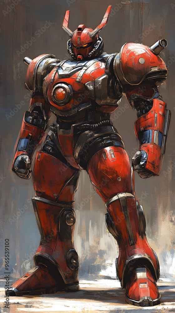 In the Japanese tokusatsu style of the Showa period, present the image of a huge robot In the Japanese tokusatsu style of the Showa period, present the image of a huge robot