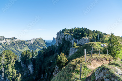 View down into the Justistal from a peak high above photo