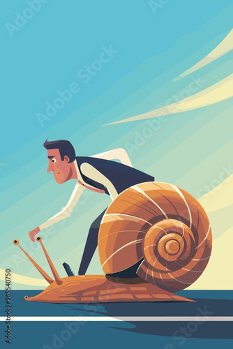 Inefficient Entrepreneur Pushes Snail in Wrong Direction, Hindering Business Growth