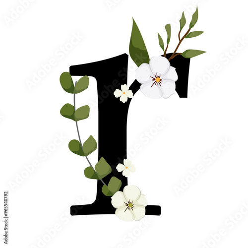 Vector sign with flowers decorations photo