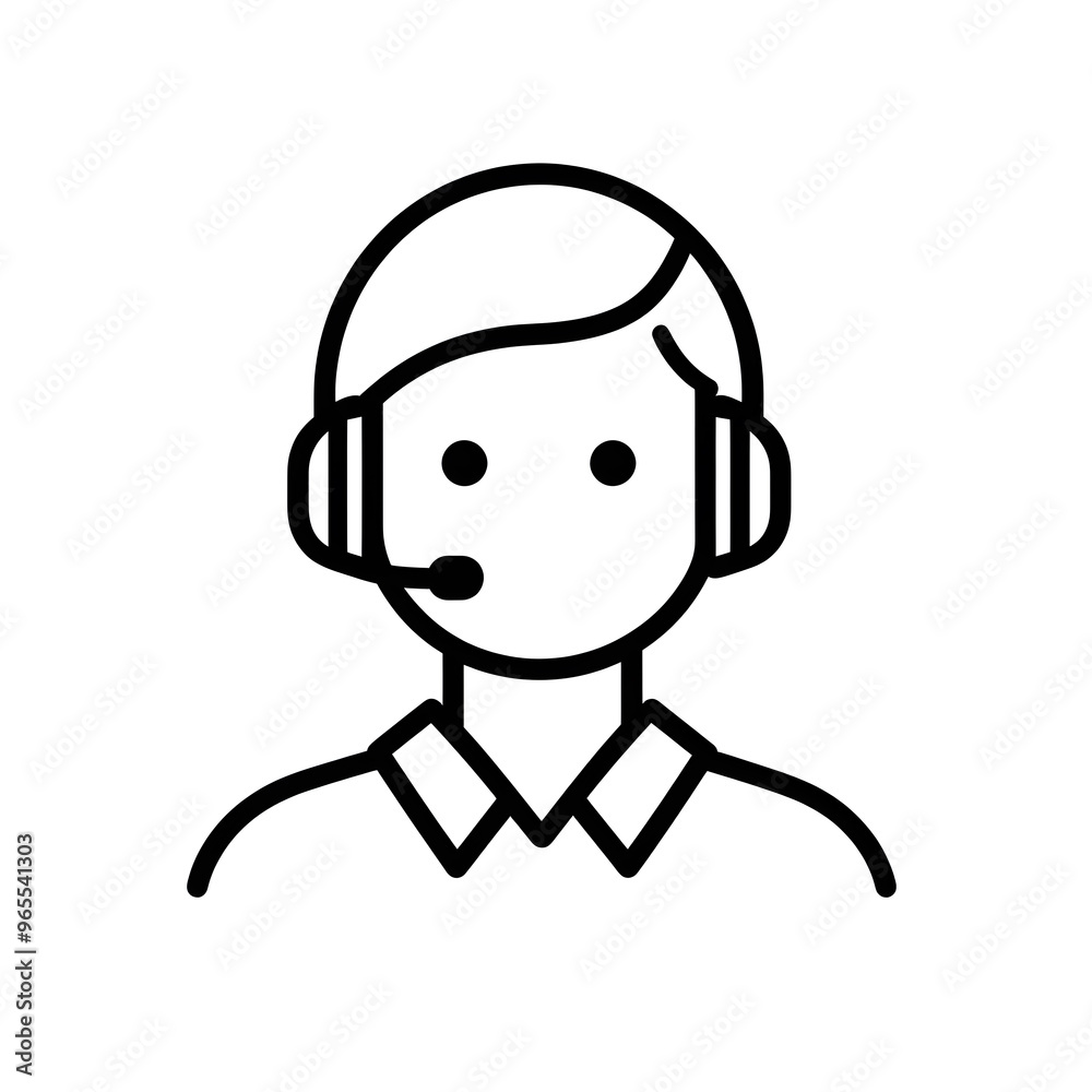 Customer support black line icon isolated on white background Customer support black line icon isolated on white background