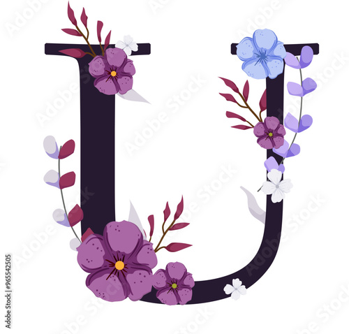 Vector sign with flowers decorations