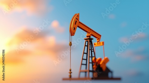 Detailed Analysis of Oil Production Stock Market Trends in 3D Illustration with Copy Space and Selective Focus in Ultra HD Quality