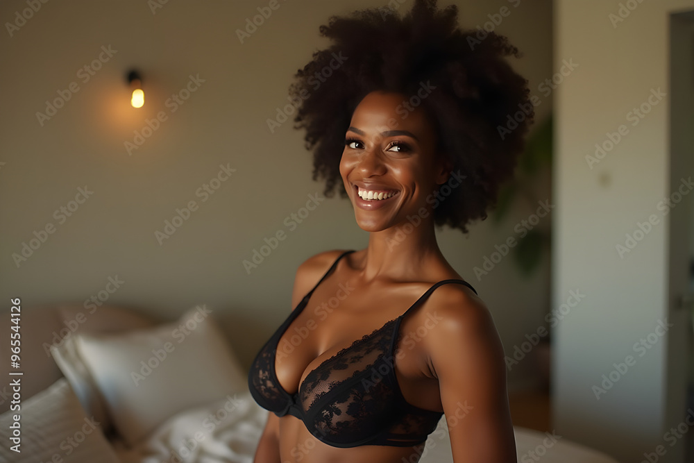 Fototapeta premium pretty woman in sexy lingerie posing in the room