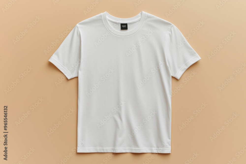 Simple Tshirt Flatlay mockup in beige background created with generative AI Simple Tshirt Flatlay mockup in beige background created with generative AI