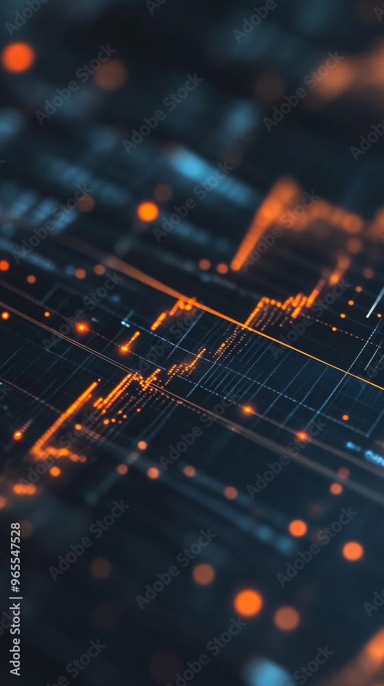 futuristic digital data visualization with glowing orange lines, abstract technology concept futuristic digital data visualization with glowing orange lines, abstract technology concept