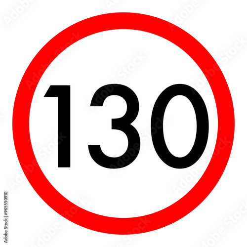 Speed limit 130 round road traffic icon flat design for project