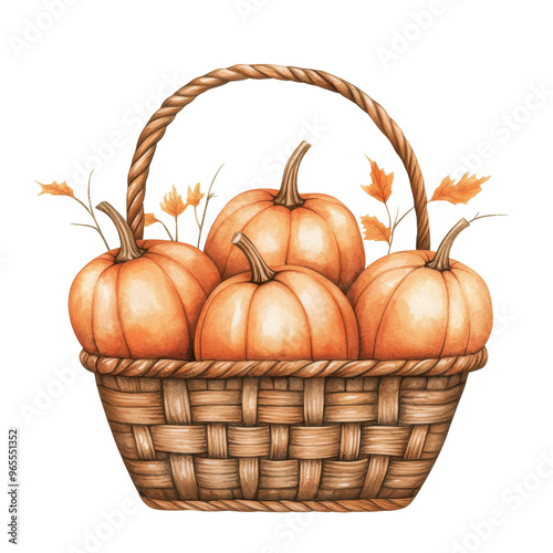 Wallpaper Mural A charming wicker basket filled with fresh, vibrant pumpkins, perfect for autumn and Thanksgiving decorations. Torontodigital.ca