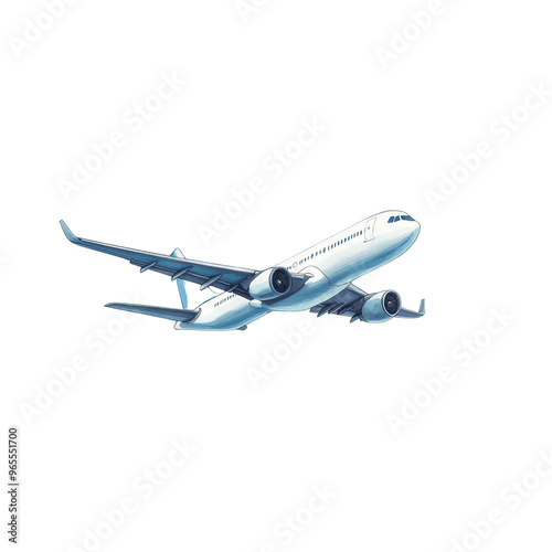 A modern airplane soaring through a clear blue sky, symbolizing travel, adventure, and exploration.