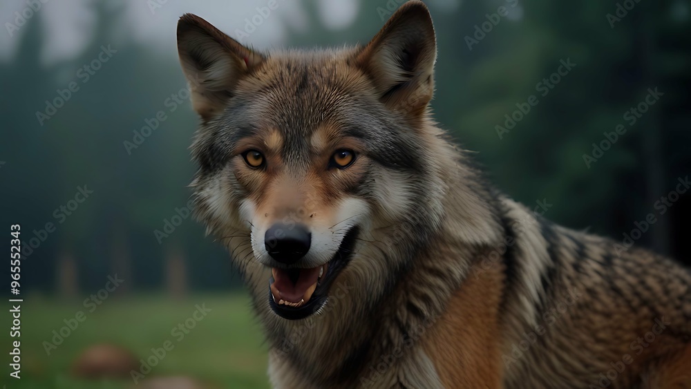 Fototapeta premium Portrait of a gray wolf lupus