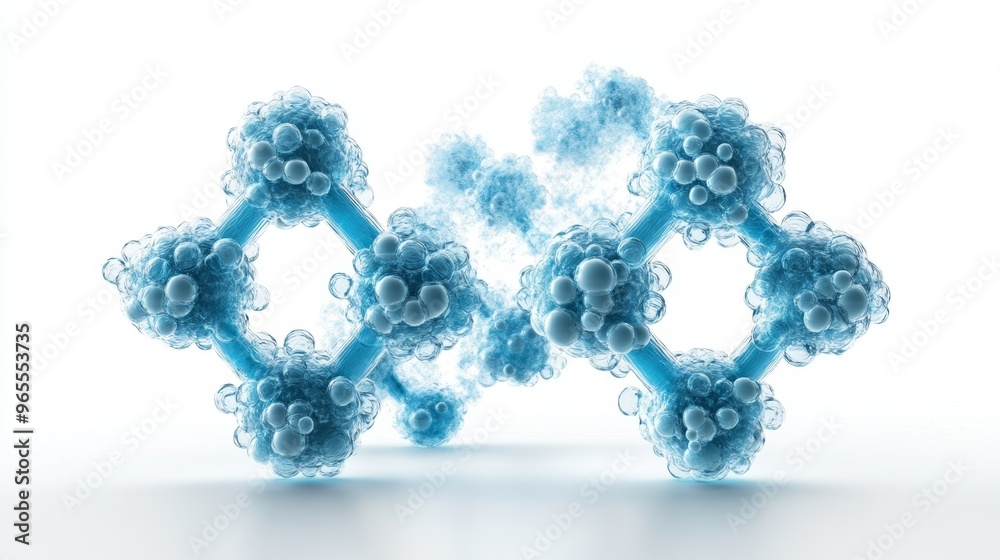Carbon Atoms in CO2 Emissions Cycle Environmental Illustration on White Background