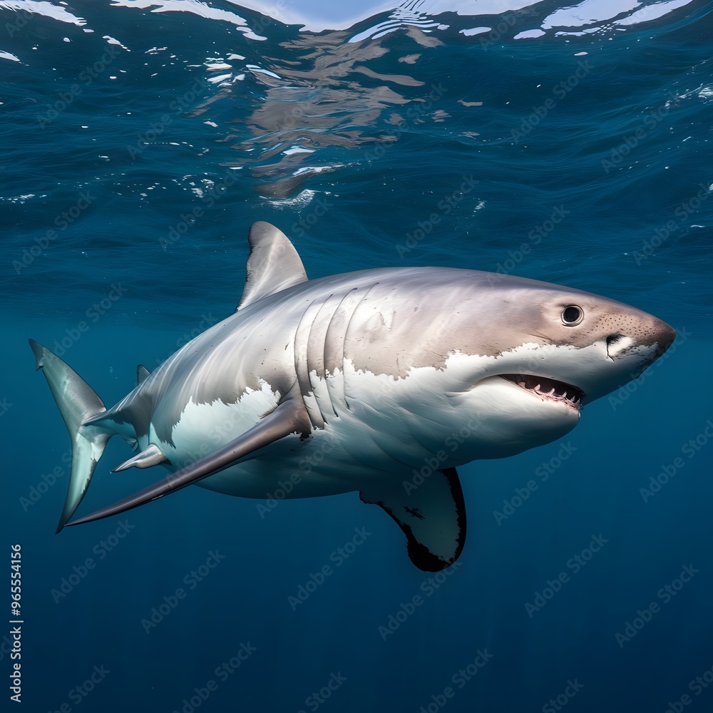 Naklejka premium Great shark in the ocean