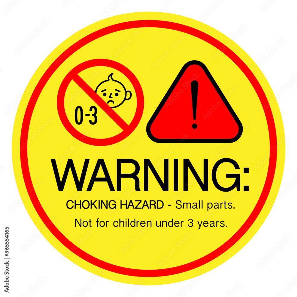 Obraz premium Choking hazard sign sticker or banner, not suitable for children under 3 years vector 10 eps