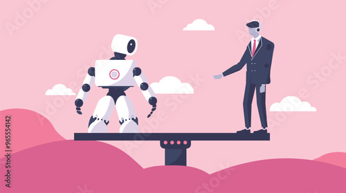 AI Robot Assists Entrepreneur on Seesaw, Balancing towards Business Success