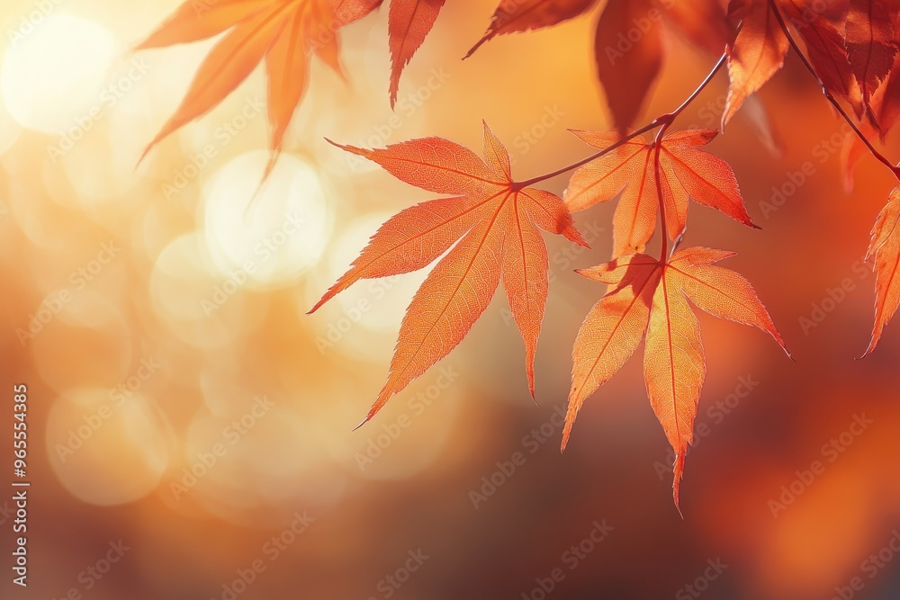 Autumn maple leaves with vibrant orange and red colors, Ai Generation