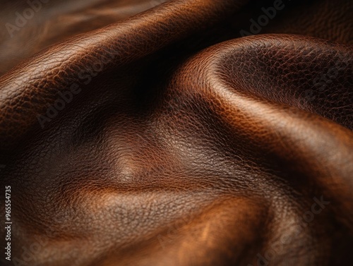 Close up of rich brown leather material texture background.