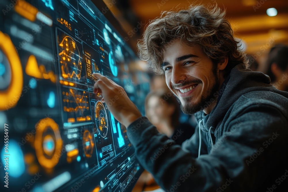 Trader or broker with smile analyst working analysis exchange market using computer investing money in financial market analyzing. Trader or broker with smile analyst working analysis exchange market using computer investing money in financial market analyzing.