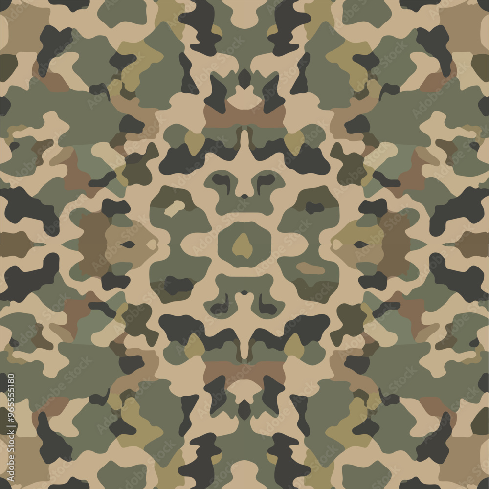 Fototapeta premium Seamless vector square background. Green army camouflage pattern. Universal military camouflage pattern used for camouflage in forest or grassland combat. Use as background or shirt pattern. Seamless.