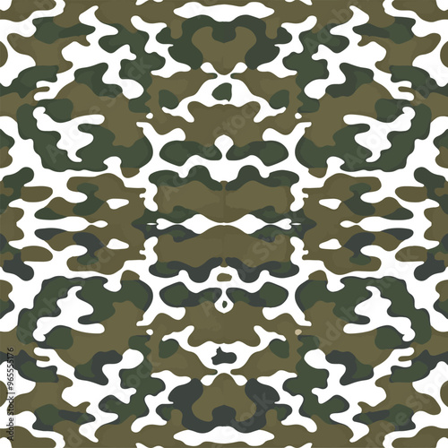 Seamless vector square background. Green army camouflage pattern. Universal military camouflage pattern used for camouflage in forest or grassland combat. Use as background or shirt pattern. Seamless.