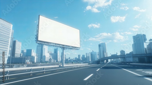 White Blank Billboard Mockup in the City During the Day New Beautiful Stock Image Illustration AI